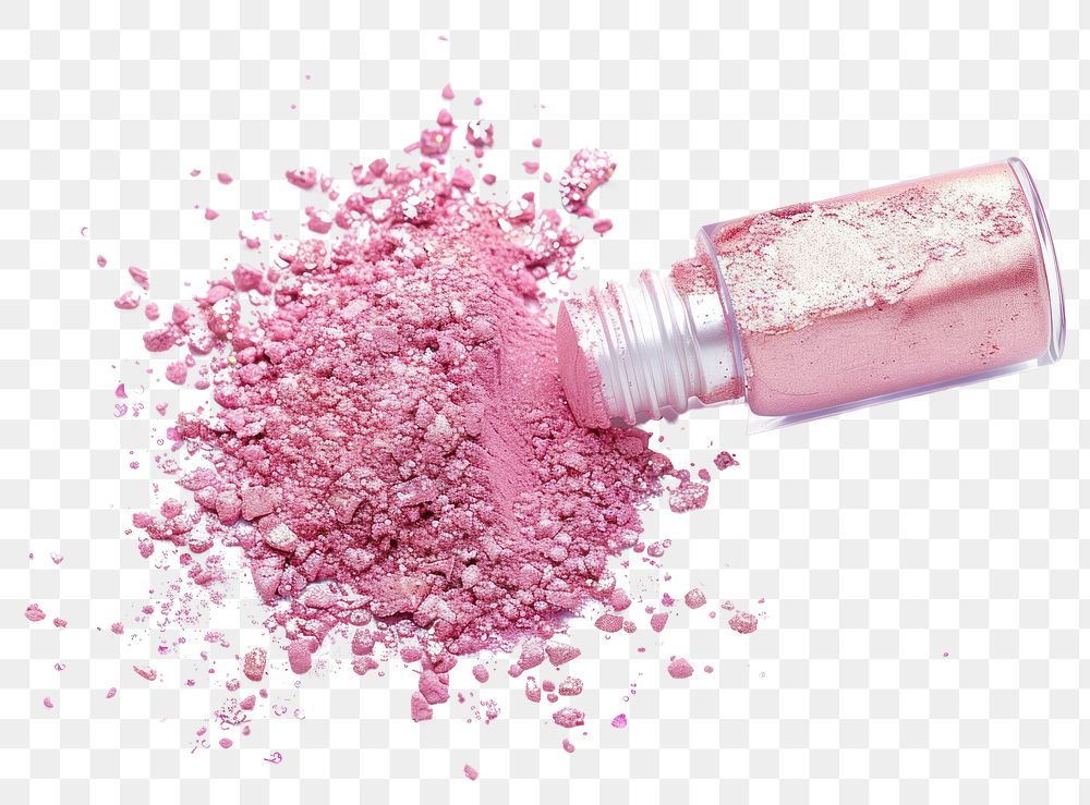PNG Pink Powder and rose gold powder cosmetics white background splattered.