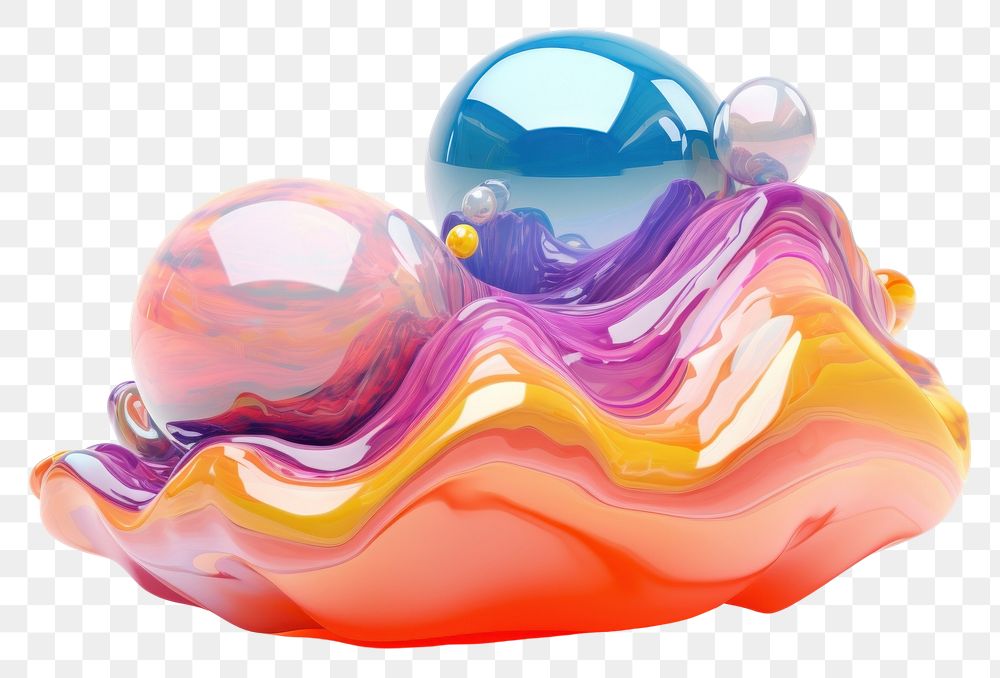 PNG 3D Glossy rainbow bubble mountain art white background accessories.