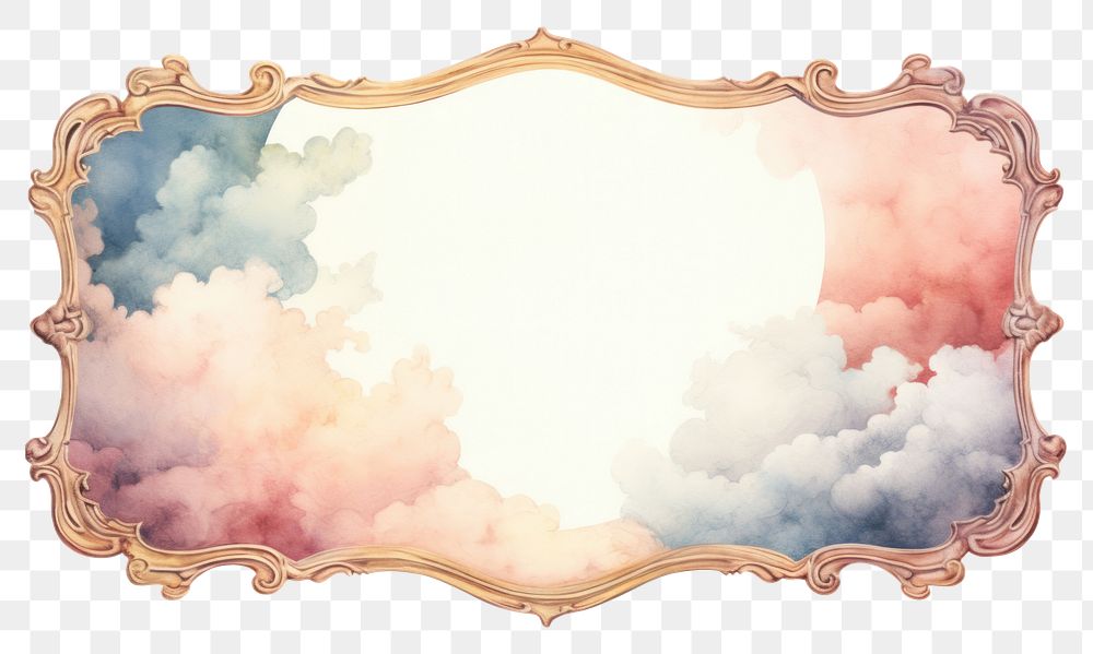 PNG  Vintage frame of cloud backgrounds white background rectangle.