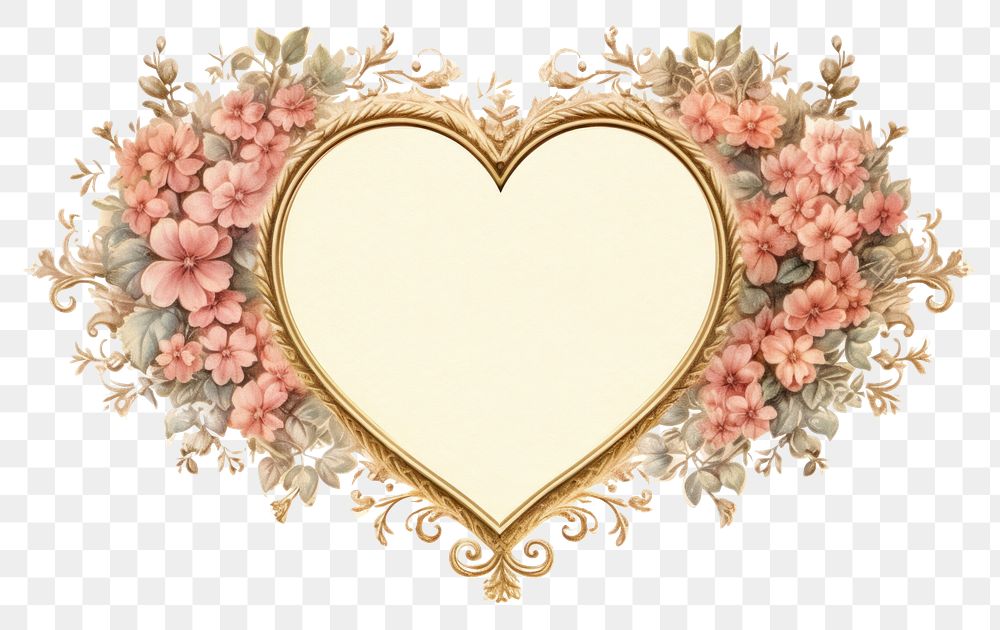 PNG  Vintage frame of heart white background celebration accessories.