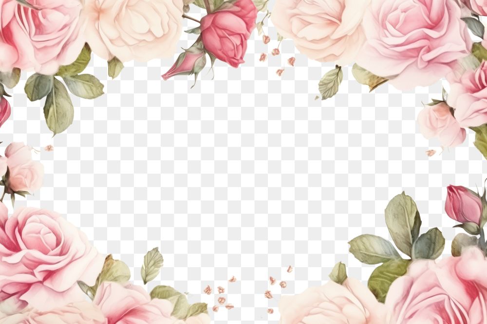 PNG  Vintage frame of rose backgrounds pattern flower.