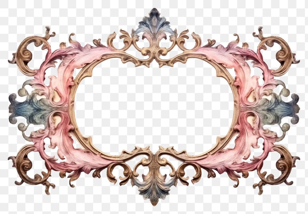 PNG Vintage frame of watercolor pattern white background creativity