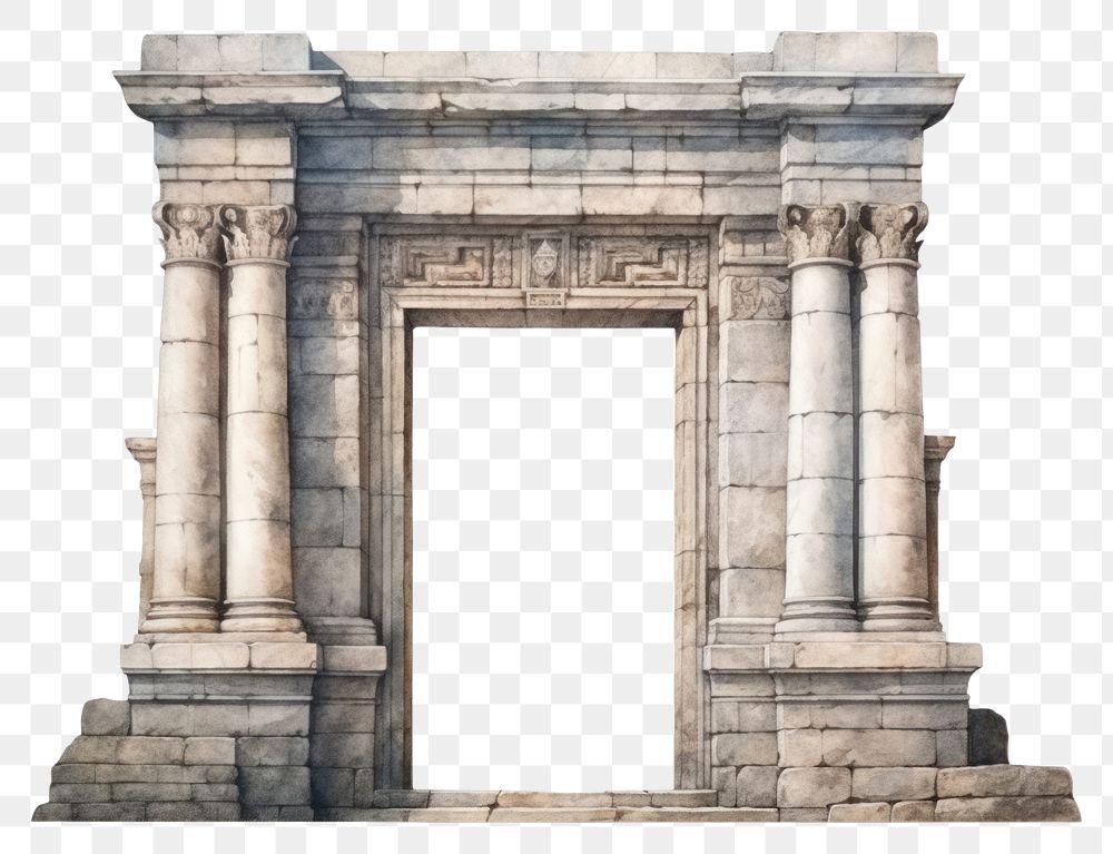 PNG Stone ancient architectural door architecture white background archaeology.