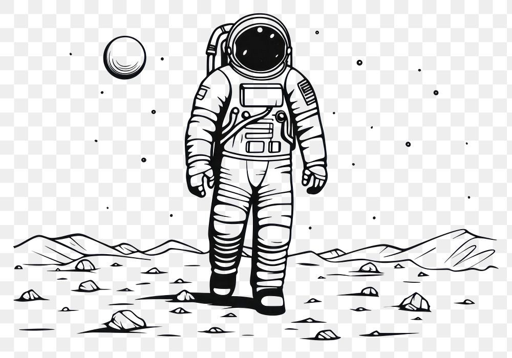 PNG Astronaut sketch drawing space