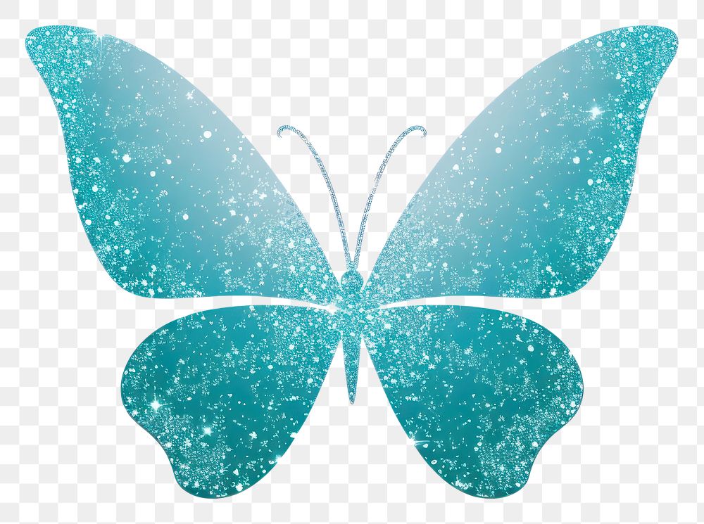 PNG Cyan color butterfly icon turquoise glitter shape.