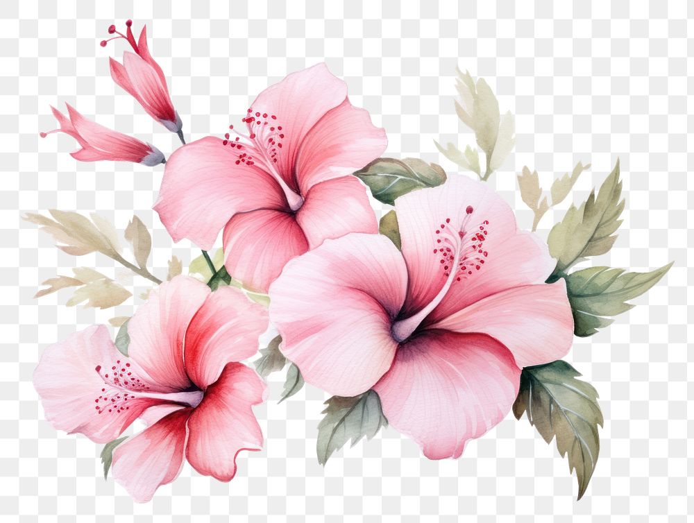 PNG Watercolor flower hibiscus blossom plant