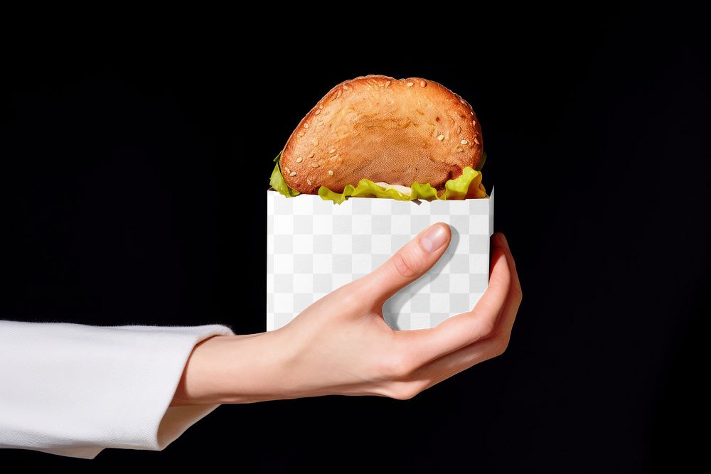 Burger box png mockup, transparent design