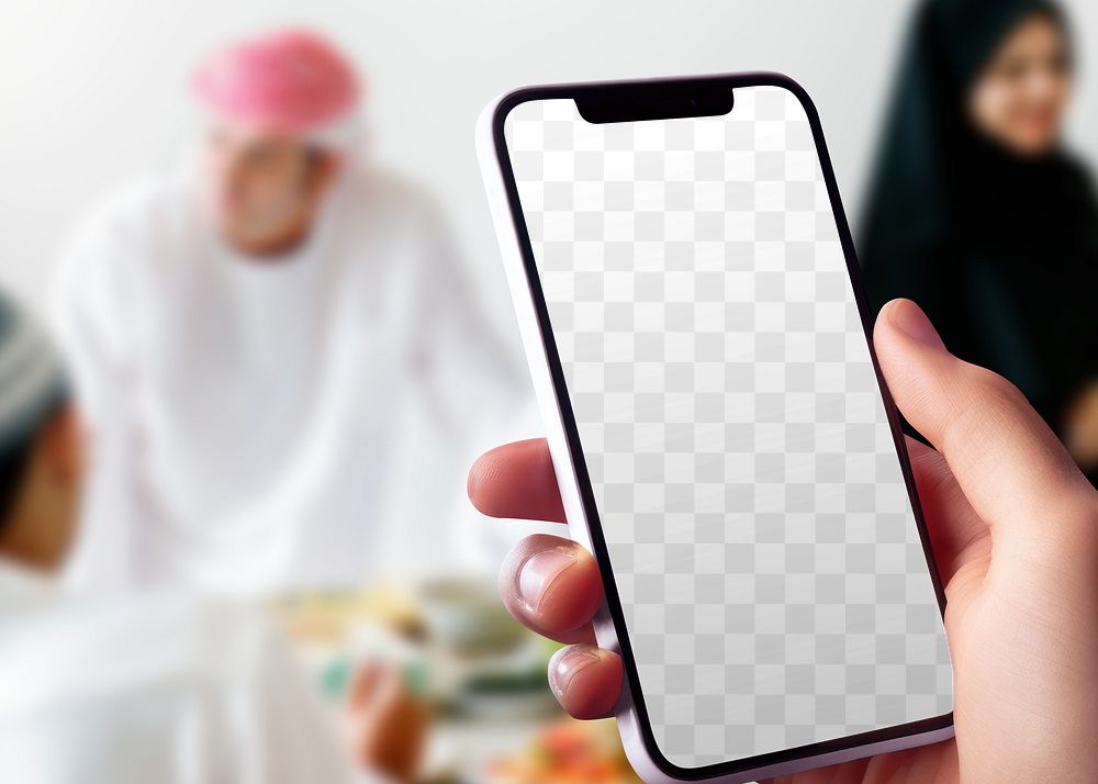 Mobile phone screen png transparent mockup