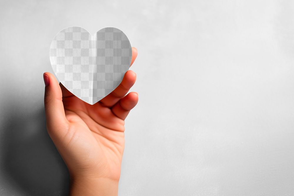 Heart-shaped paper png transparent mockup