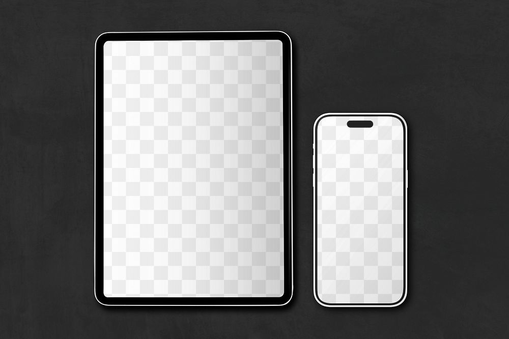 PNG phone & tablet screen mockup, transparent design