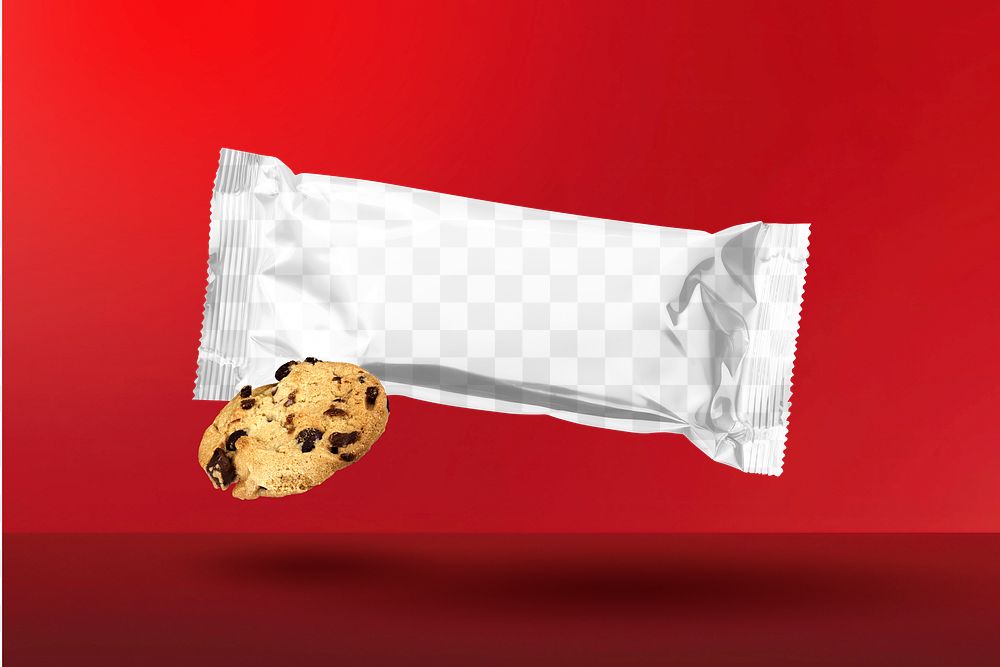 Snack sachet png packaging mockup, transparent design