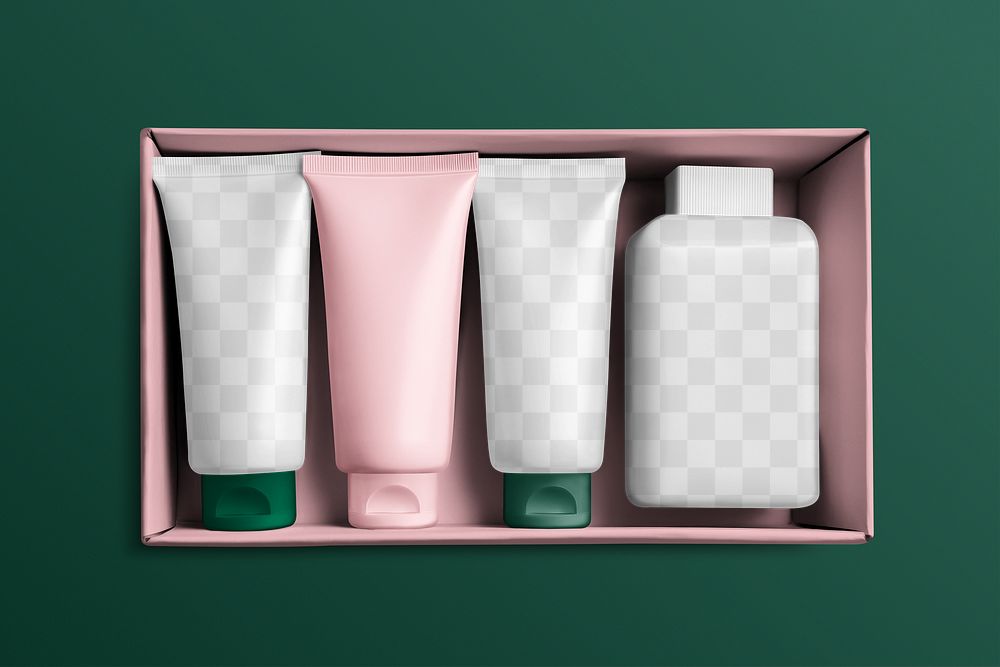 PNG skincare product packaging mockup, transparent design