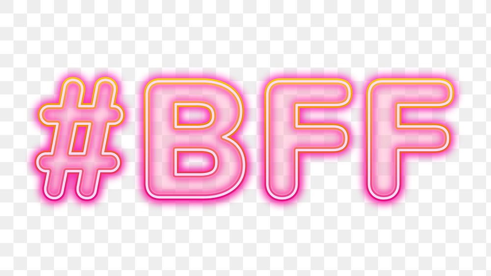 #BFF png word pink neon design, transparent background