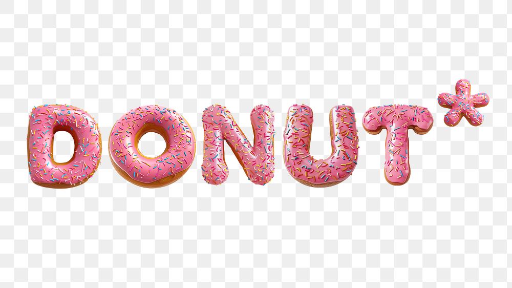 Donut* png 3D pink word, transparent background