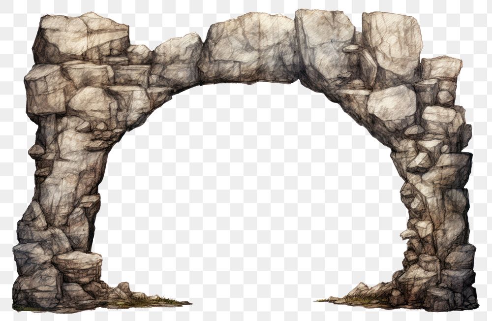 PNG Stone arch architecture rock white background.