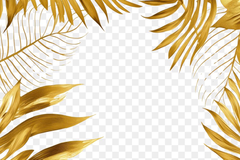PNG Monstera leaves border frame gold backgrounds pattern.
