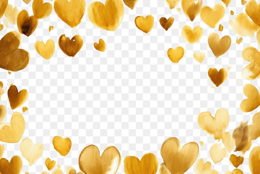 PNG Hearts border frame backgrounds petal gold.