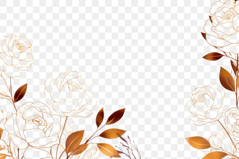 PNG Rose flowers border sketch backgrounds pattern.