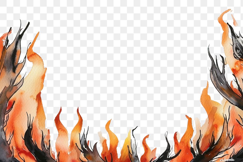 PNG Monochromatic Fire flame frame fire backgrounds paper.