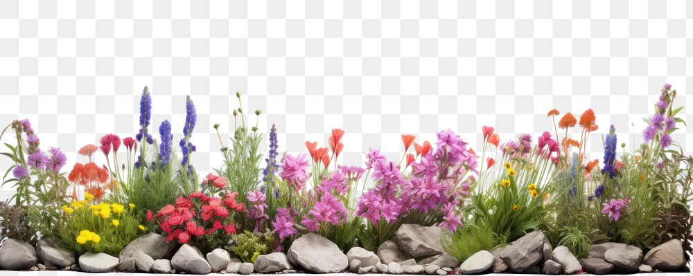 PNG Flower garden landscape border outdoors nature purple