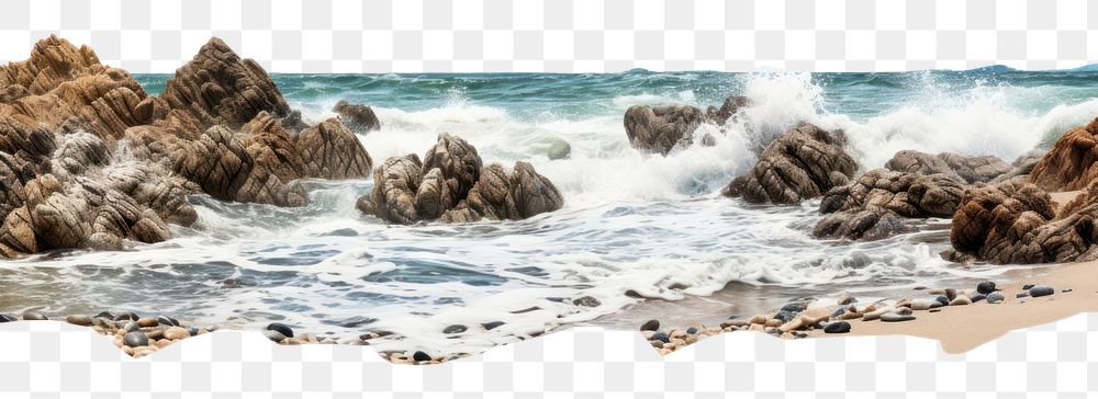 PNG Wavy sea with rocks panoramic outdoors horizon