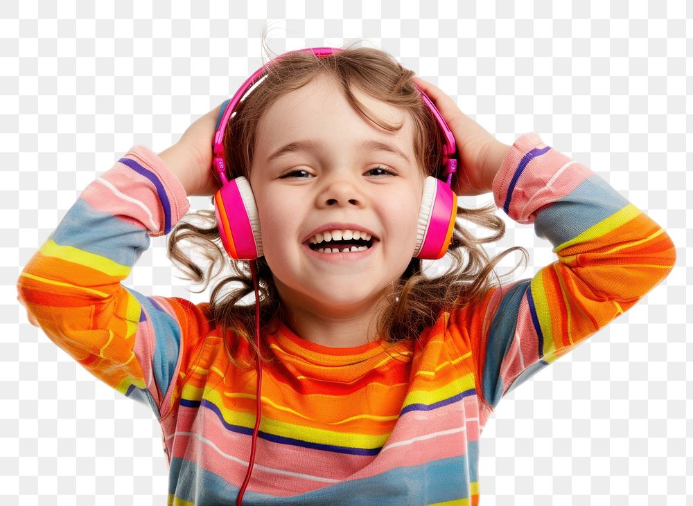 PNG Kid wearing music head phone headphones portrait headset.
