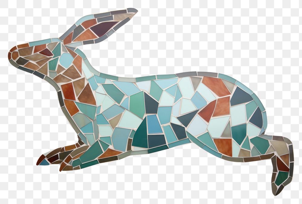 Mosaic tiles of rabbit animal mammal art.