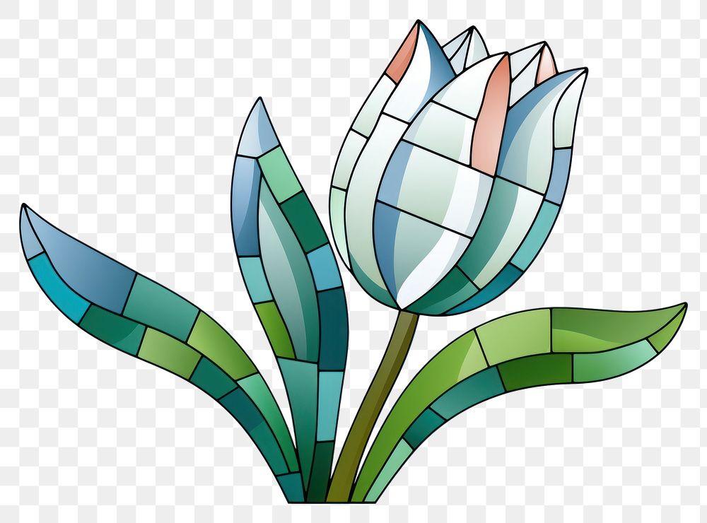 Mosaic tiles of tulip pattern flower plant
