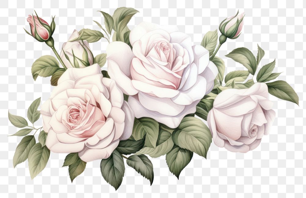 PNG Botanical illustration rose bouquet pattern flower sketch