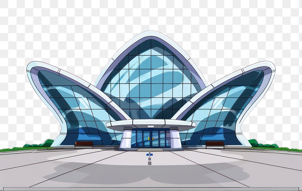 PNG Cartoon of airport architecture building city.