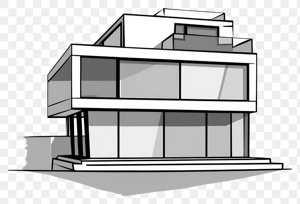 PNG Cartoon of minimalism house architecture building diagram.