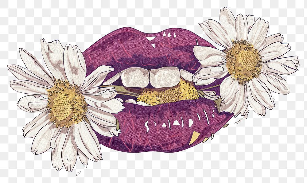 PNG Drawing flower lips sketch art illustrated.