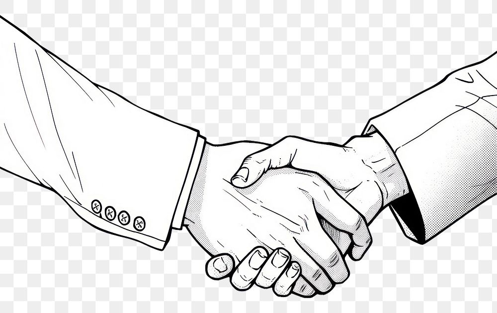 PNG Outline sketching illustration of a handshake cartoon monochrome agreement.