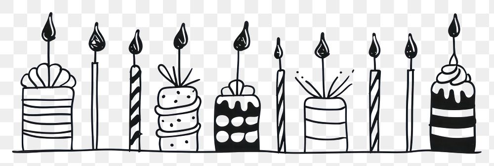 PNG Divider doodle birthday cake drawing sketch line.