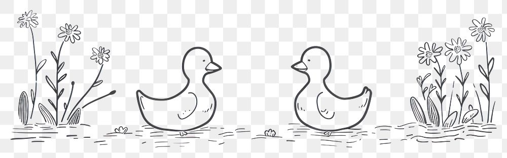 PNG Divider doodle border duck drawing animal sketch.