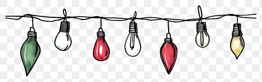 PNG Divider doodle christmas lights lightbulb line white background.