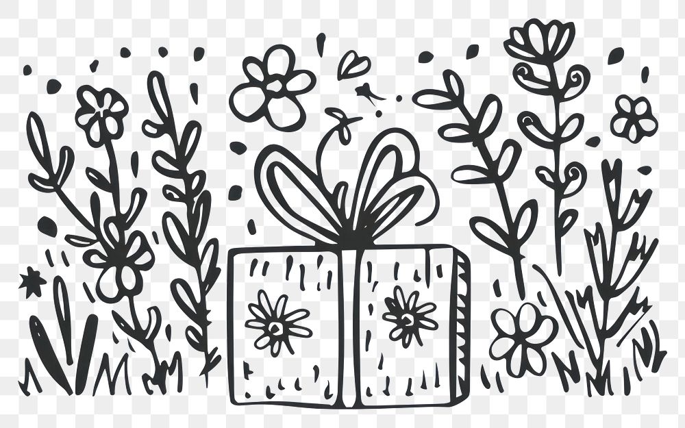 PNG Divider doodle gift box pattern drawing sketch.
