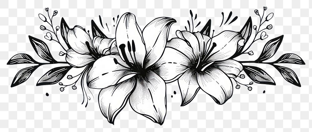 PNG Divider doodle lily pattern drawing flower