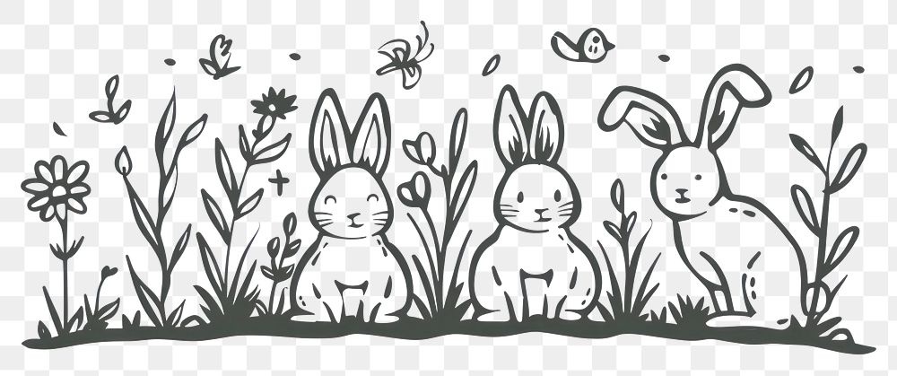 PNG Divider doodle rabbit easter drawing sketch line.
