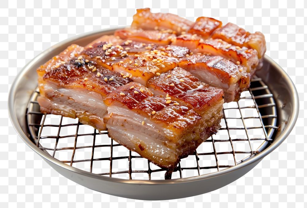 PNG Korean pork belly grill grilling cooking meat.