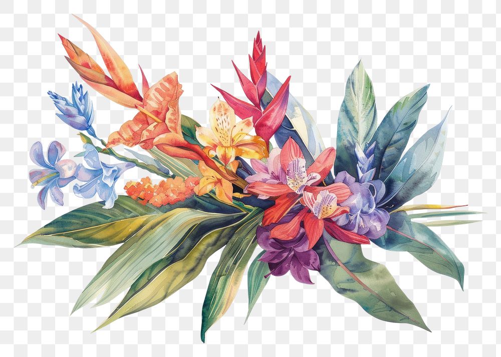 PNG Tropical flower bouquet plant inflorescence creativity