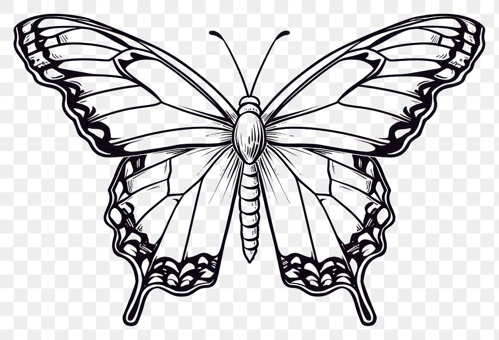 PNG Illustration of a stunning butterfly sketch cartoon drawing
