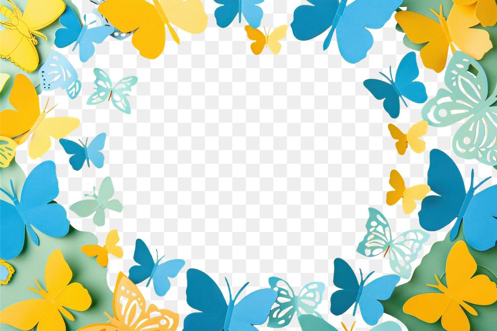 PNG Butterflies frame backgrounds pattern plant.