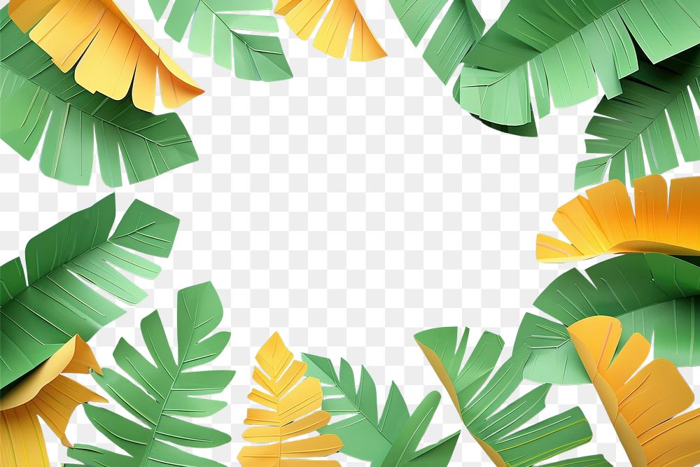 PNG Banana leaves frame backgrounds outdoors nature.