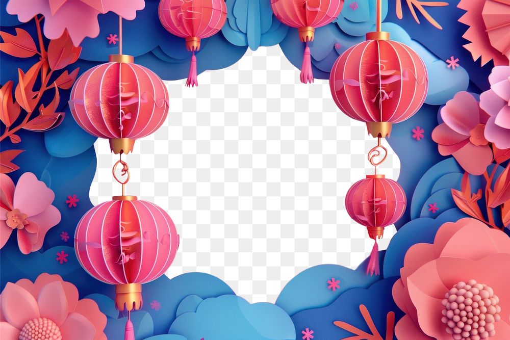 PNG Chinese lanterns frame backgrounds pattern flower.