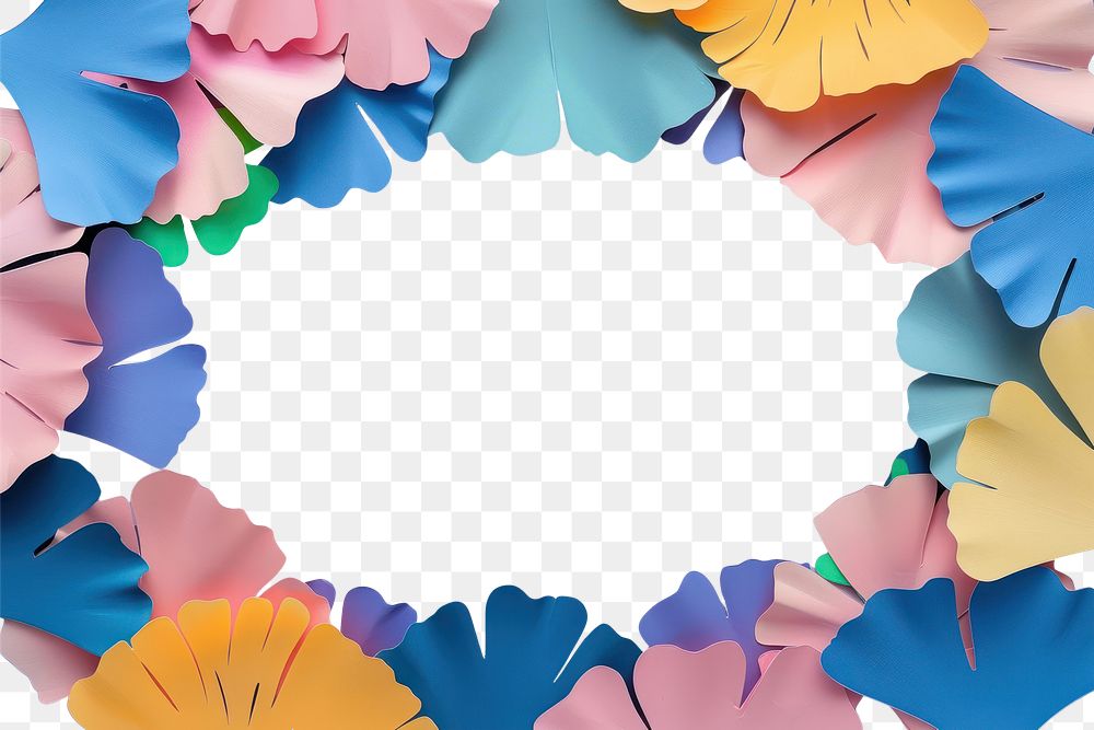 PNG Ginko leaves frame art backgrounds flower.