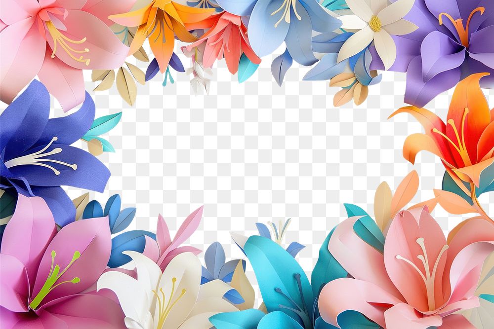 PNG Lily flowers frame backgrounds pattern plant.