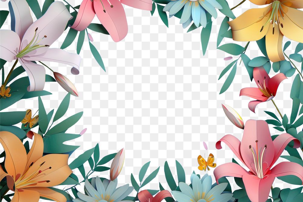 PNG Lily flowers frame backgrounds pattern petal.