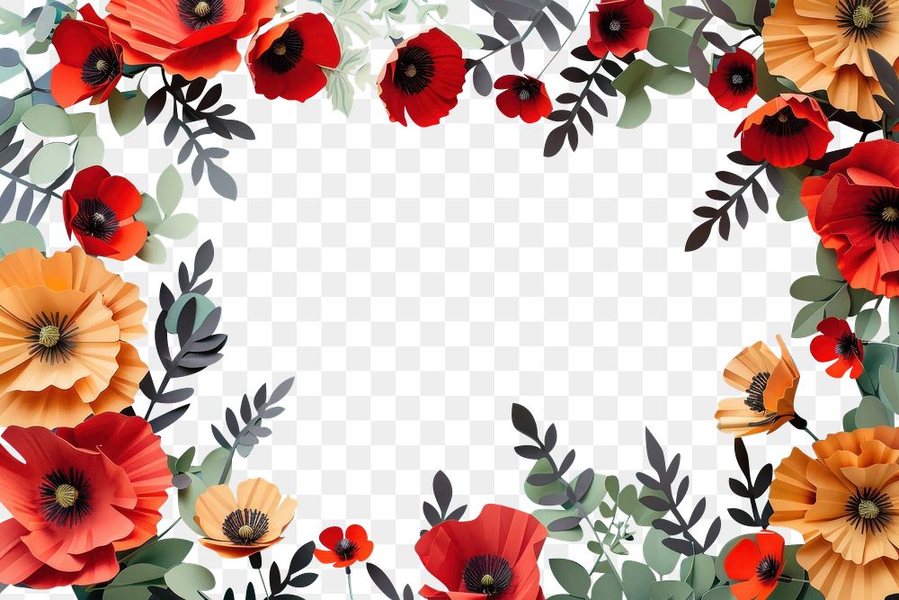 PNG Poppy flowers frame backgrounds outdoors plant.
