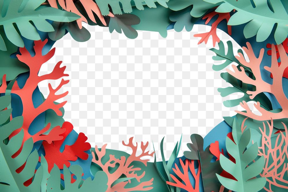 PNG Seaweed and coral frame art backgrounds pattern.